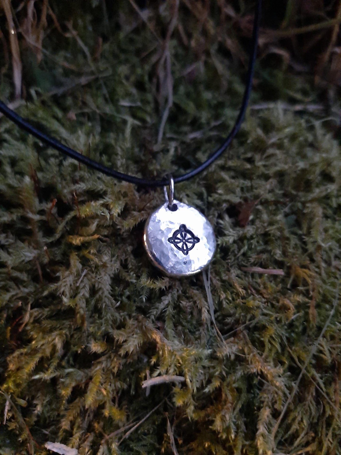 Lucky Celtic Knot Pendant Necklace - Cast and Hammered Pewter