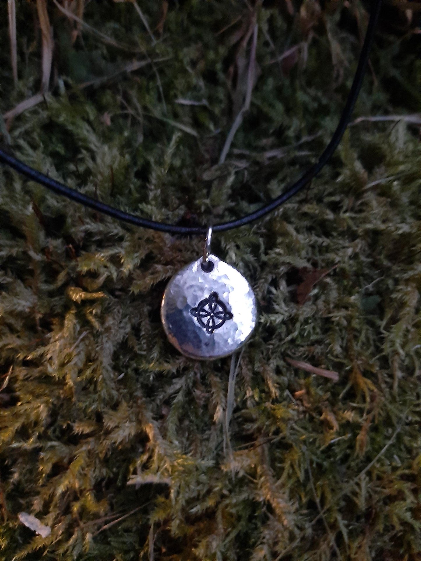Lucky Celtic Knot Pendant Necklace - Cast and Hammered Pewter