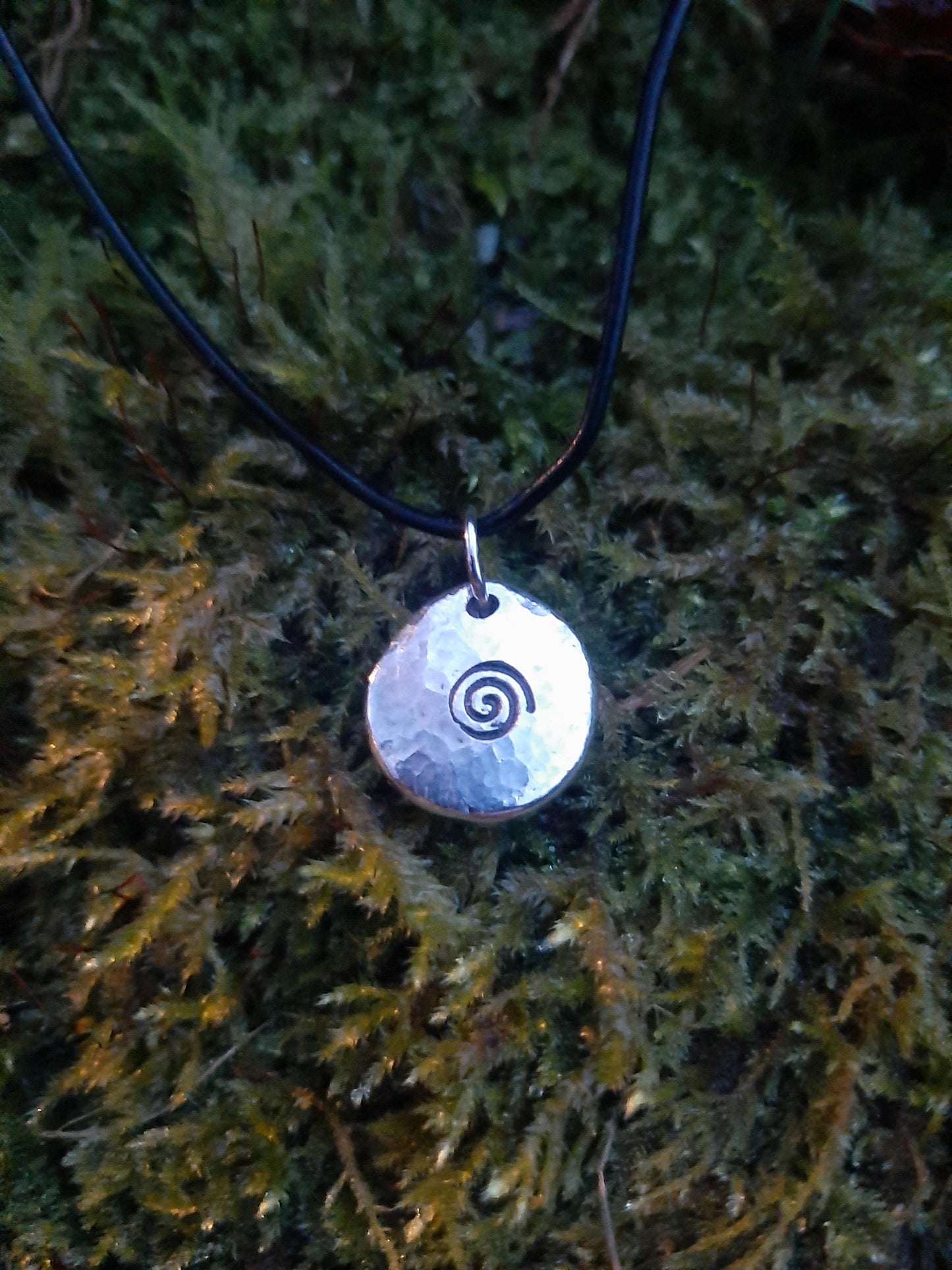 Celtic Spiral Necklace - Cast and Hammered Pewter - Swirl