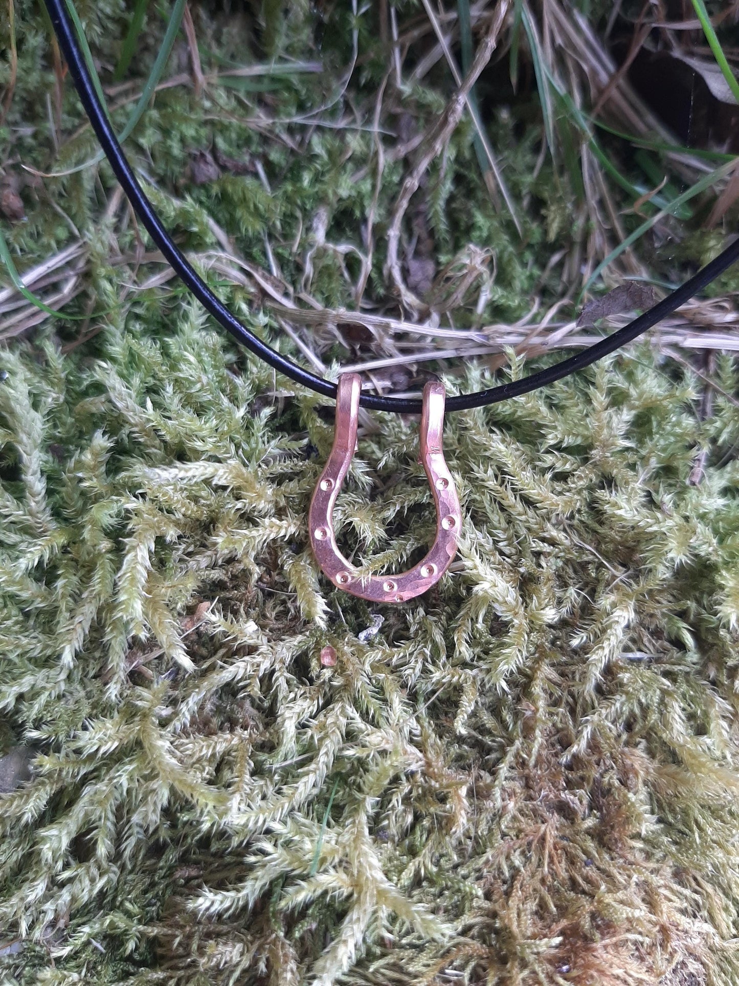 Lucky Horseshoe necklace made from hammered copper