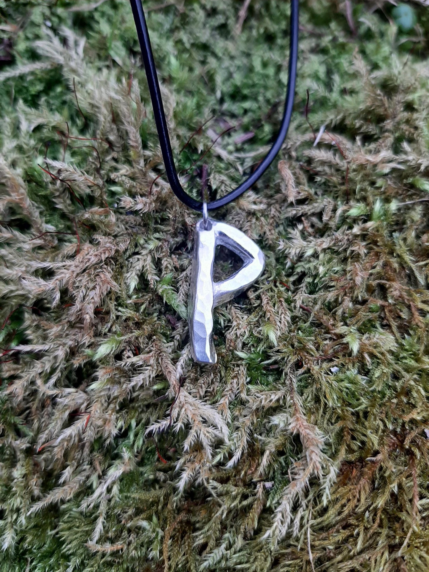 Viking Rune Necklace - Cast and Hammered Pewter - Wunjo Rune - Joy Rune | Fellowship Rune | Viking Necklace