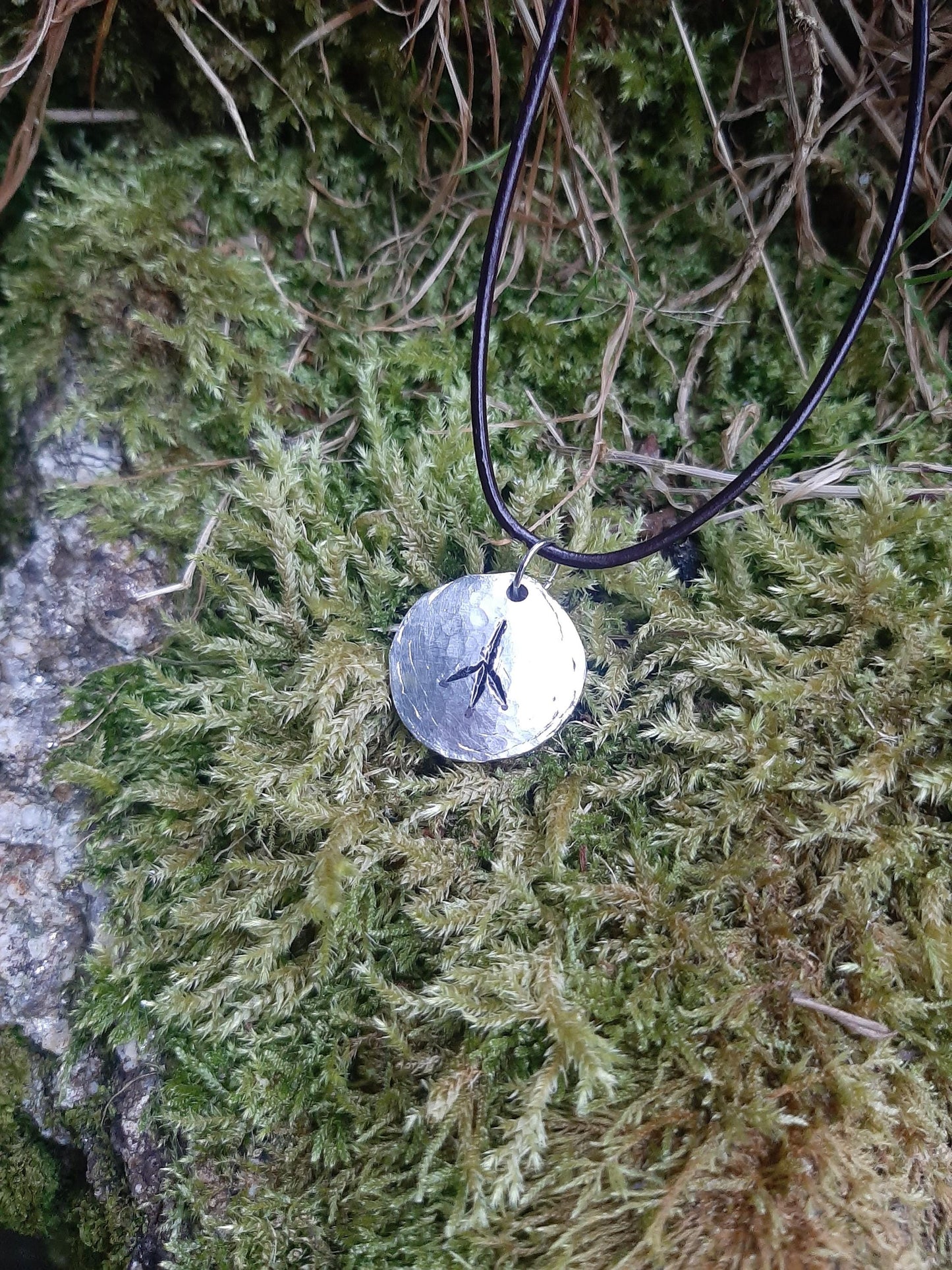 Viking Rune Necklace - Cast and Hammered Pewter - Kalc Rune - Healing Rune | Viking Necklace