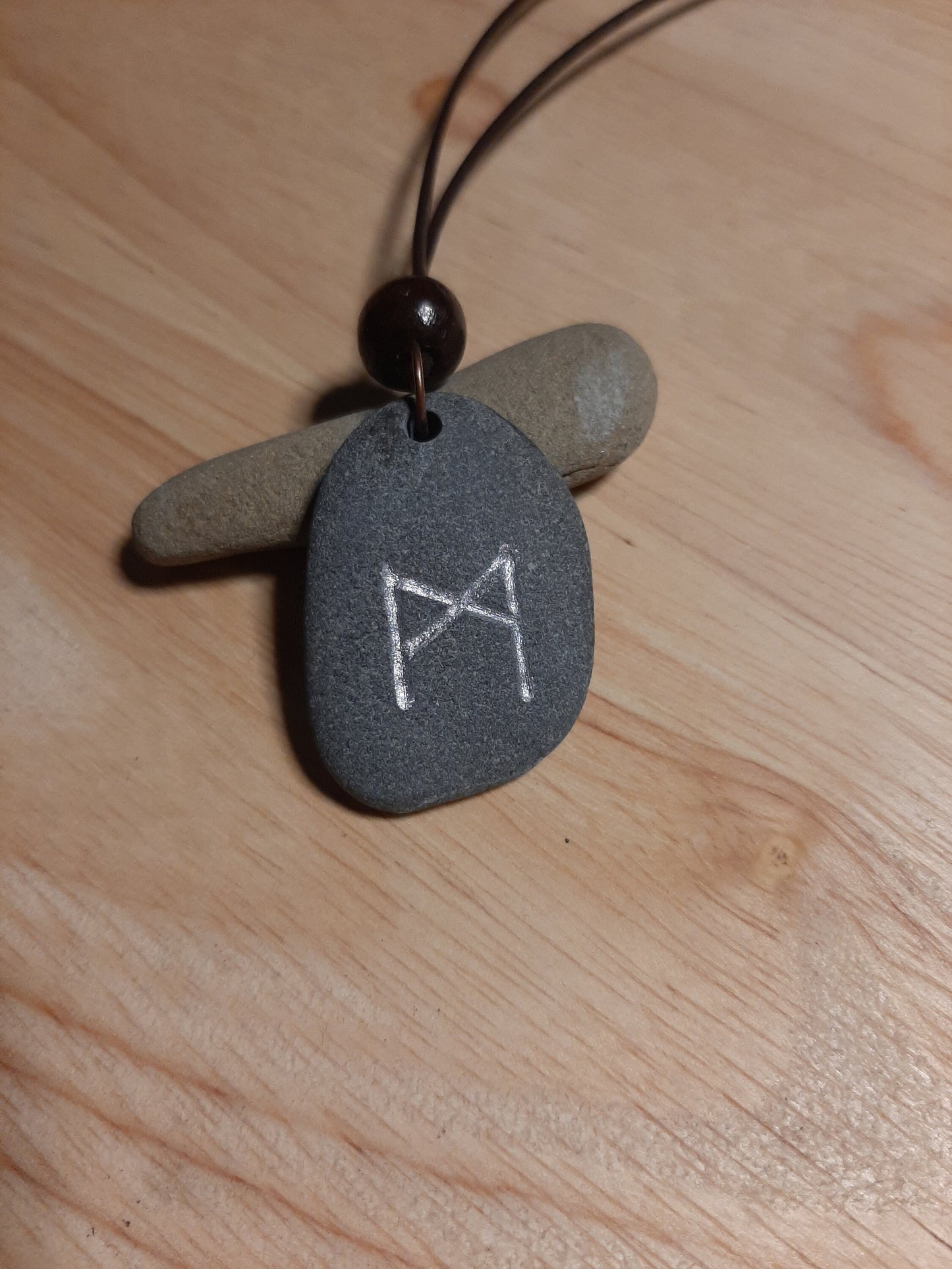 Carved Friends Rune Stone Necklace - Mannaz - Culture, Friends - Viking Jewellery | Viking Necklace