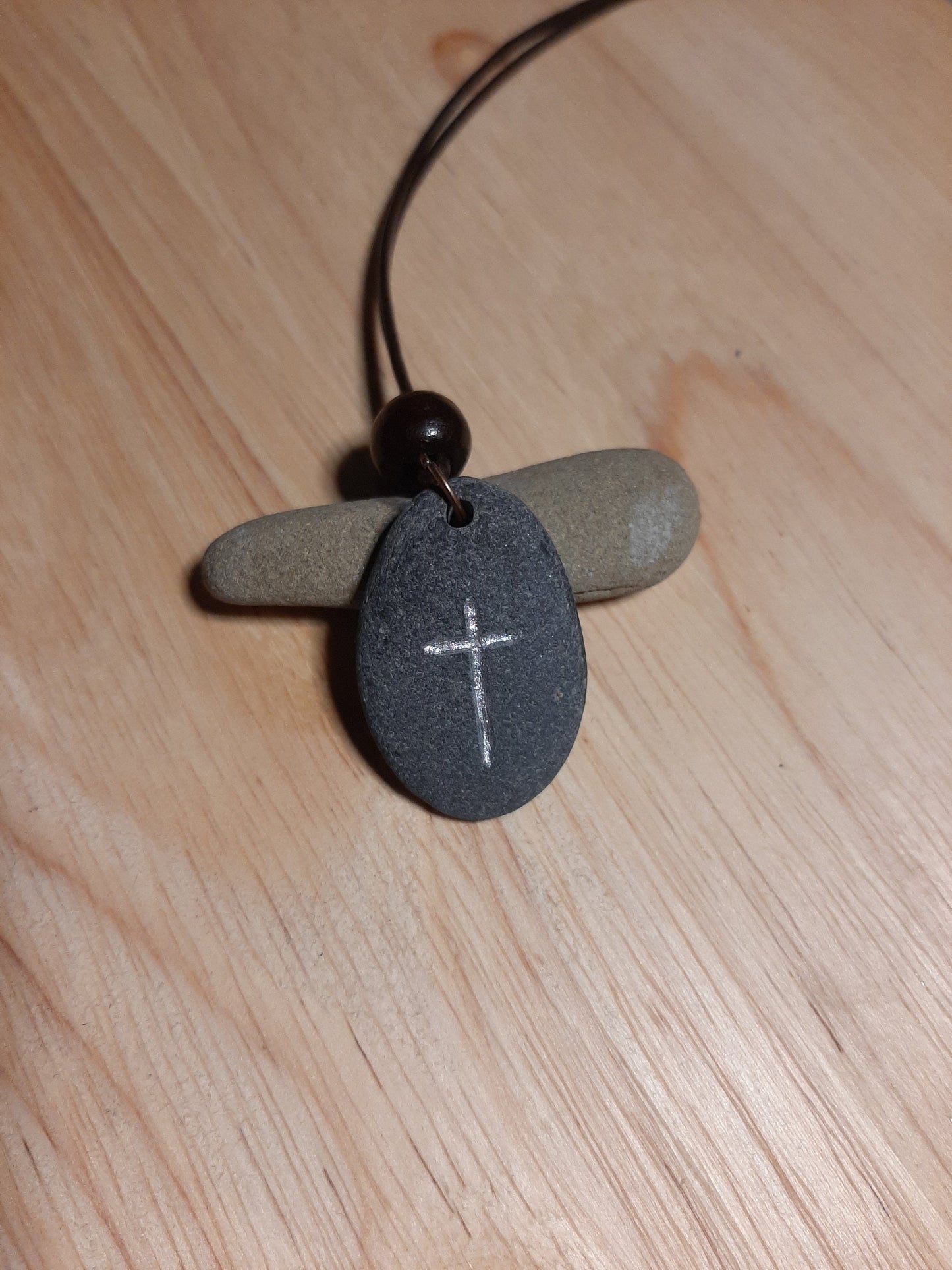 Carved Stone Necklace - Christian Cross | Christian Necklace
