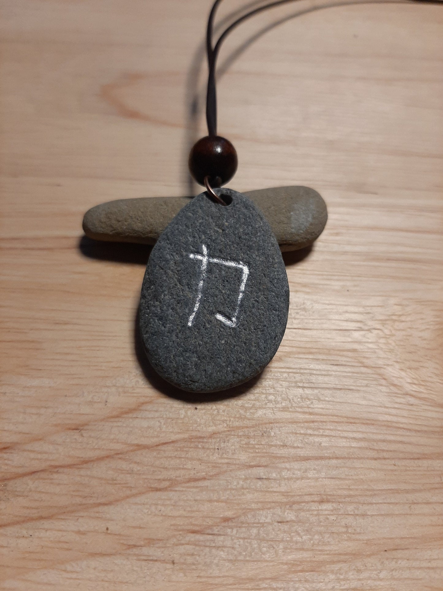 Carved Strength Kanji Stone Necklace - Chikara - Power, Strength