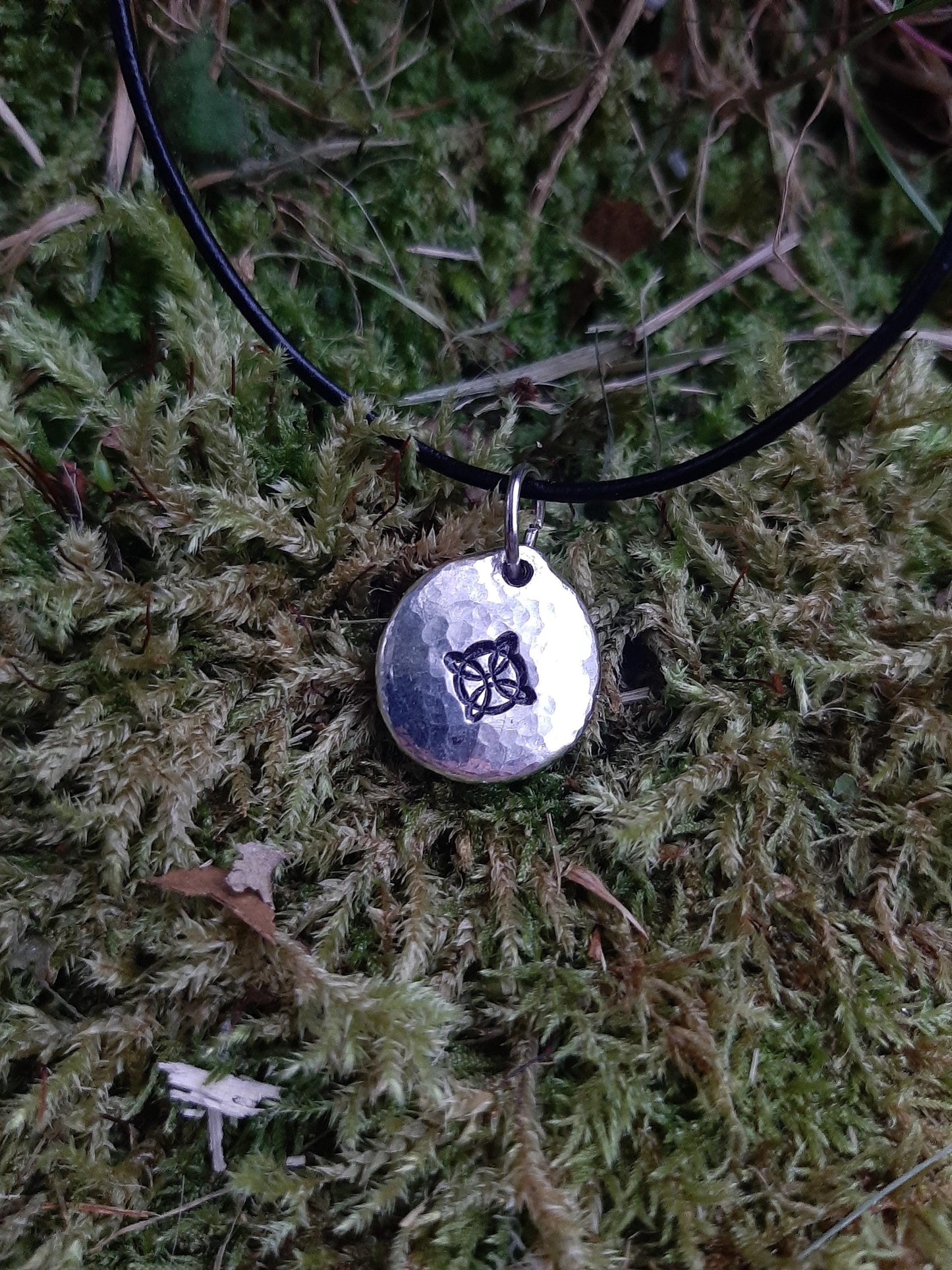 Lucky Celtic Knot Pendant Necklace - Cast and Hammered Pewter