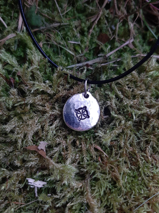 Lucky Celtic Knot Pendant Necklace - Cast and Hammered Pewter