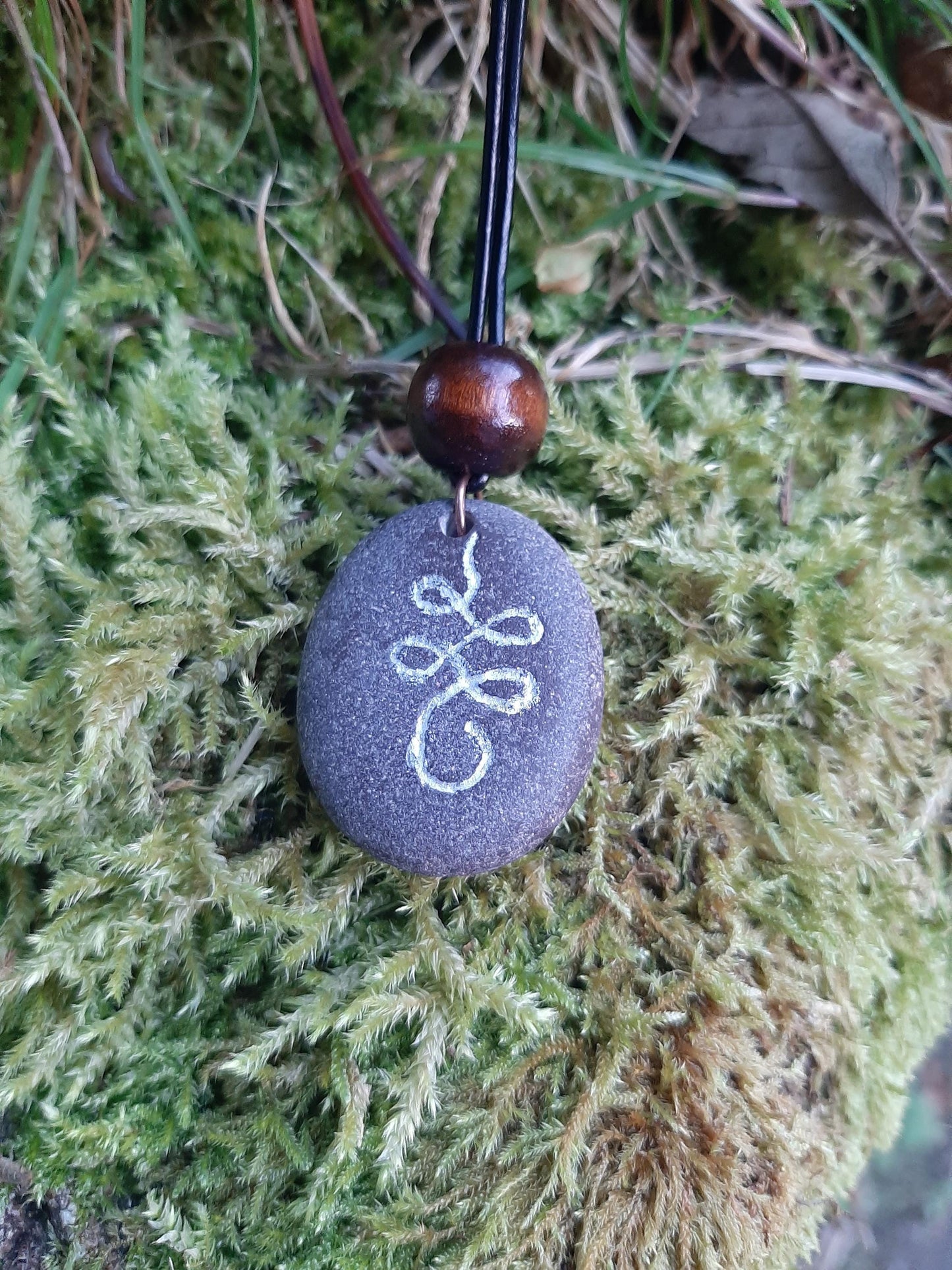 Carved Stone Necklace - Unalome - Buddhist symbol for Enlightenment
