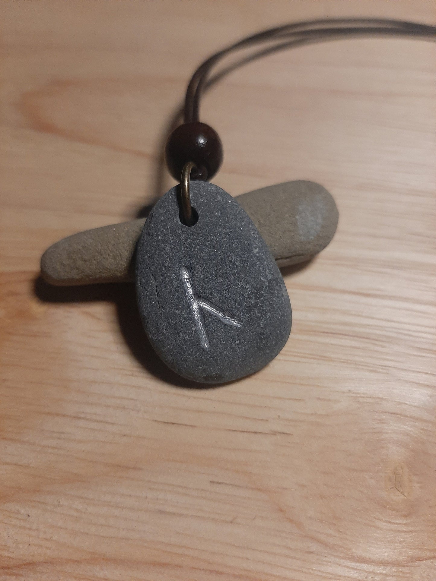 Carved Hope Rune Stone Necklace - Cen - Bring Light, Hope - Viking Jewellery | Viking Necklace