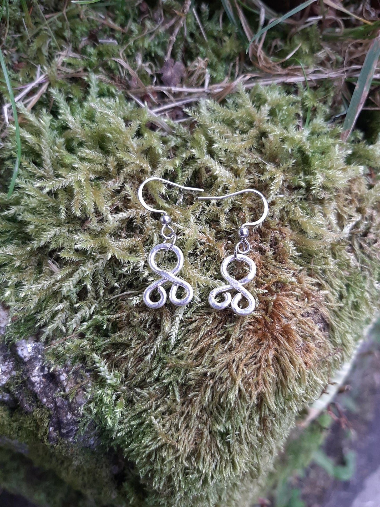 Small Silver Troll Cross Pendant Earrings - Stainless Steel Hooks | Viking Earrings