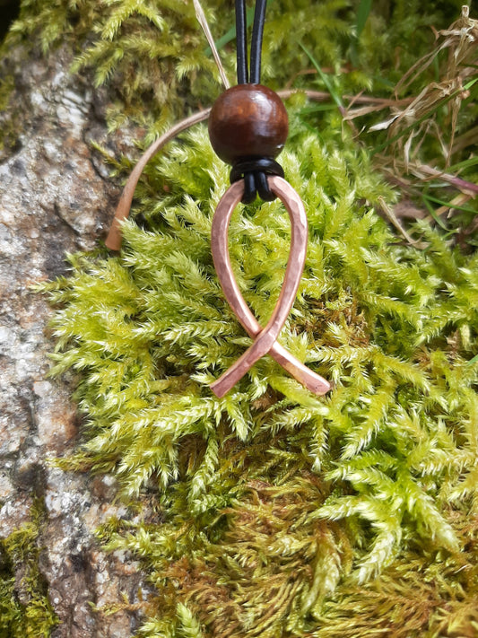 Ichthys Jesus Fish Necklace made from hammered copper - Christian