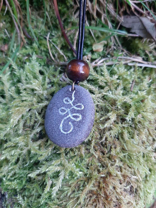 Carved Stone Necklace - Unalome - Buddhist symbol for Enlightenment