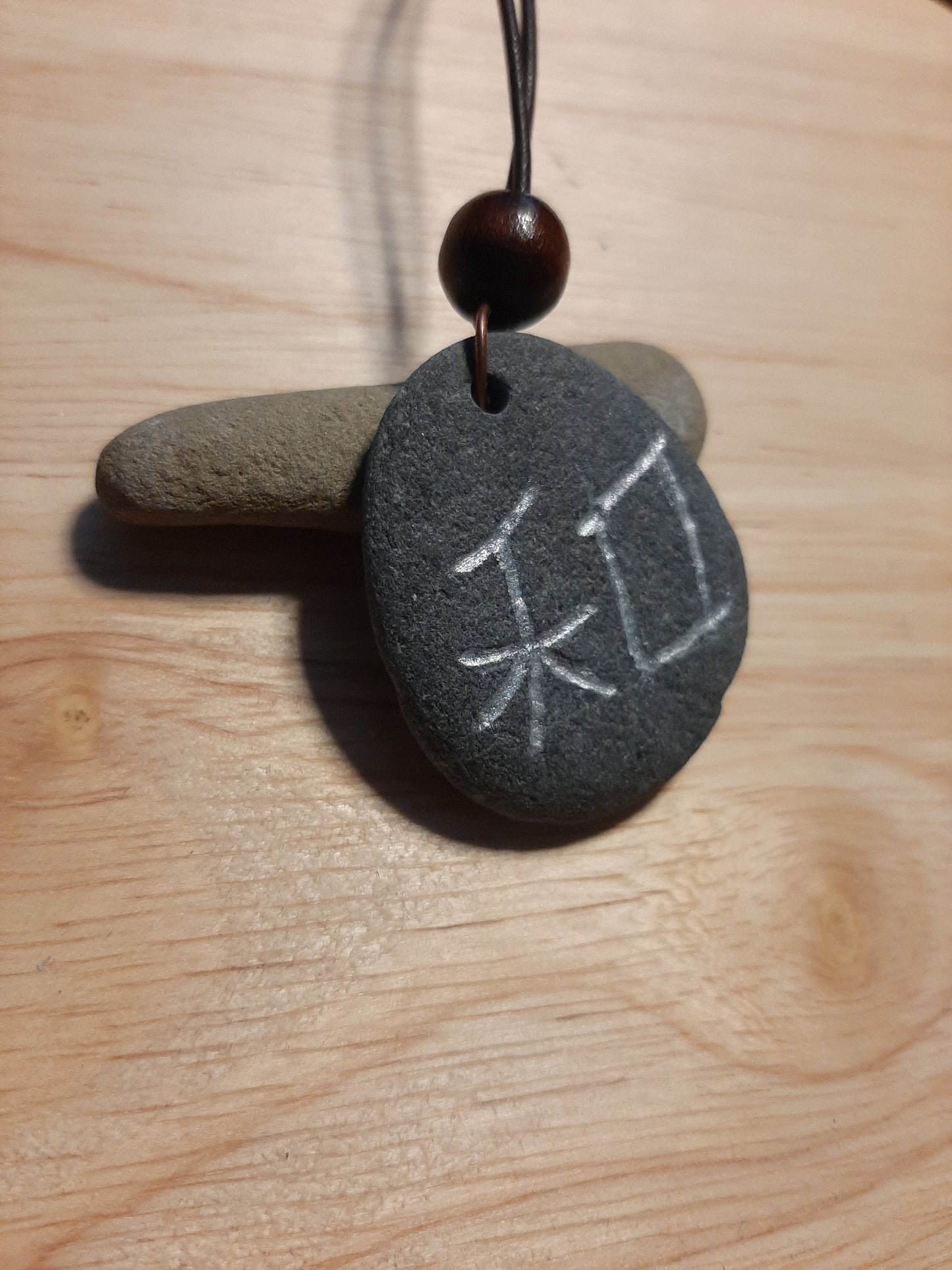 Carved Peace Kanji Stone Necklace - Wa - Peace, Harmony