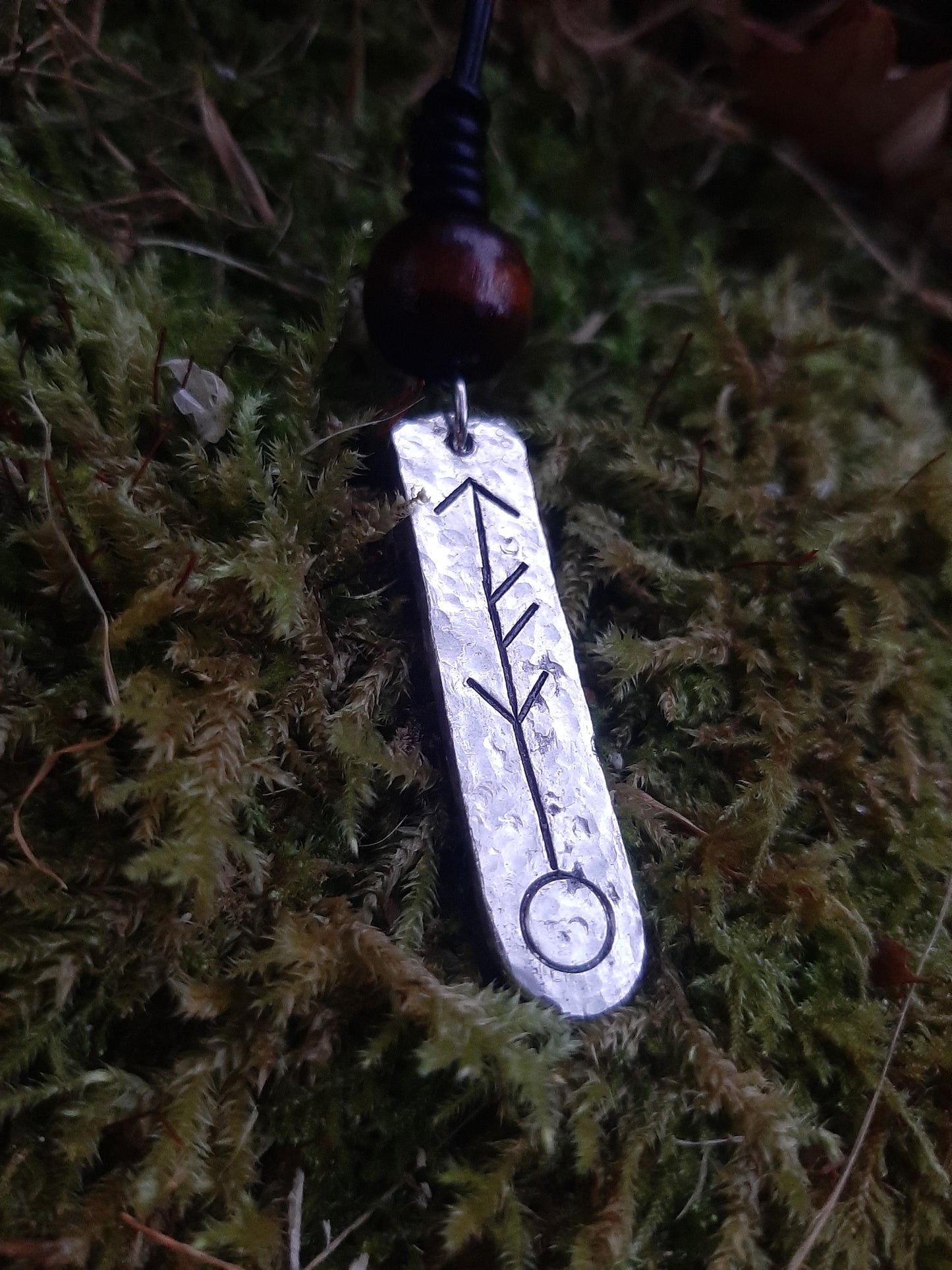 Viking Bind Rune Necklace - Cast and Hammered Pewter - Rune Necklace