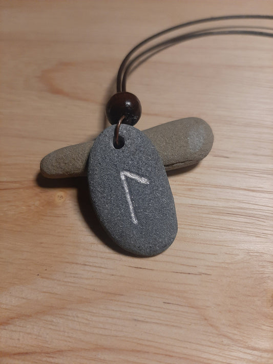 Carved Renewal Rune Stone Necklace - Laguz - Renewal - Viking Jewellery | Viking Necklace