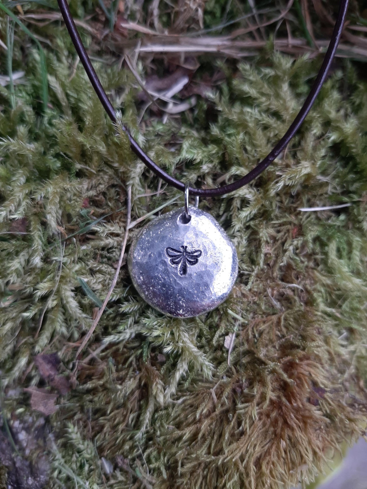 Dragonfly Pendant Necklace - Dragonfly - Cast and hammered pewter - Small - Can be personlised