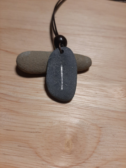 Carved Challenge Rune Stone Necklace - Isa - Challenge - Viking Jewellery | Viking Necklace