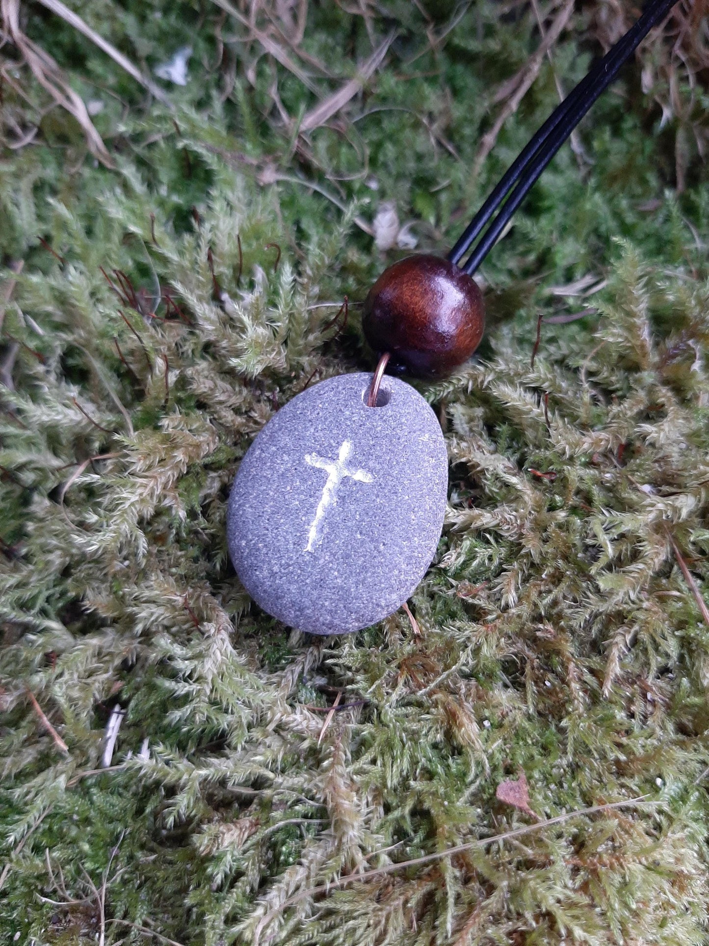 Carved Stone Necklace - Christian Cross | Christian Necklace