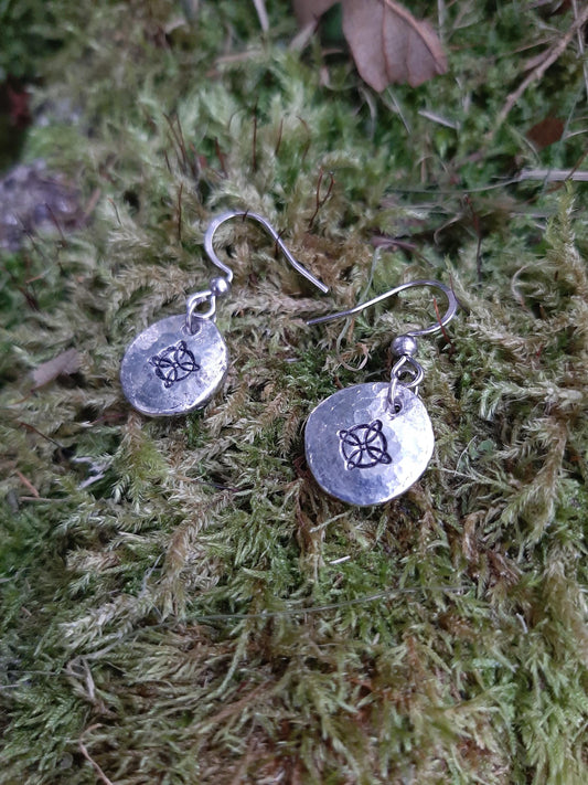 Celtic Luck Knot Pendant Earrings - Stainless Steel Hooks | Cast and Hammered Pewter