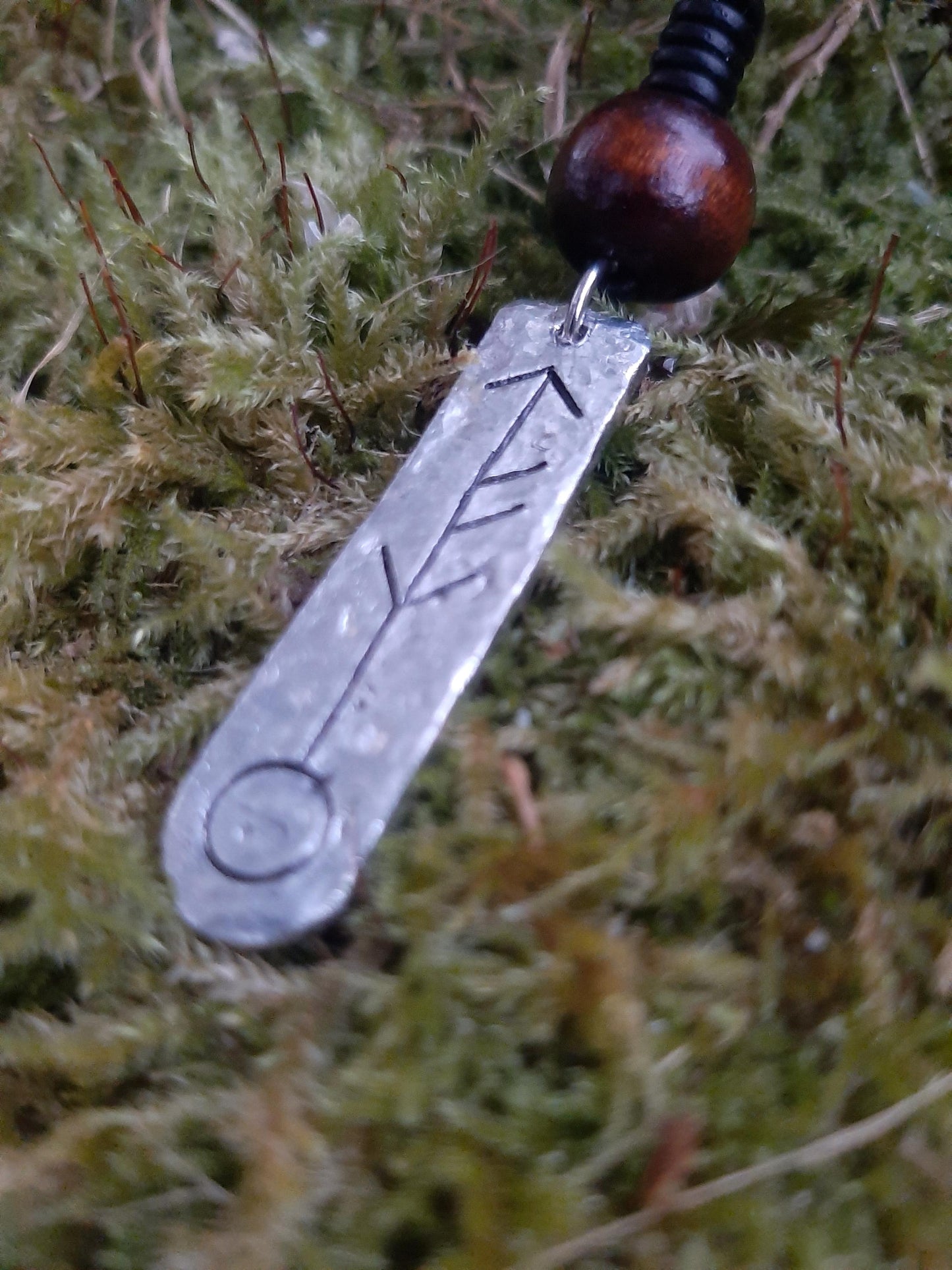 Viking Bind Rune Necklace - Cast and Hammered Pewter - Rune Necklace