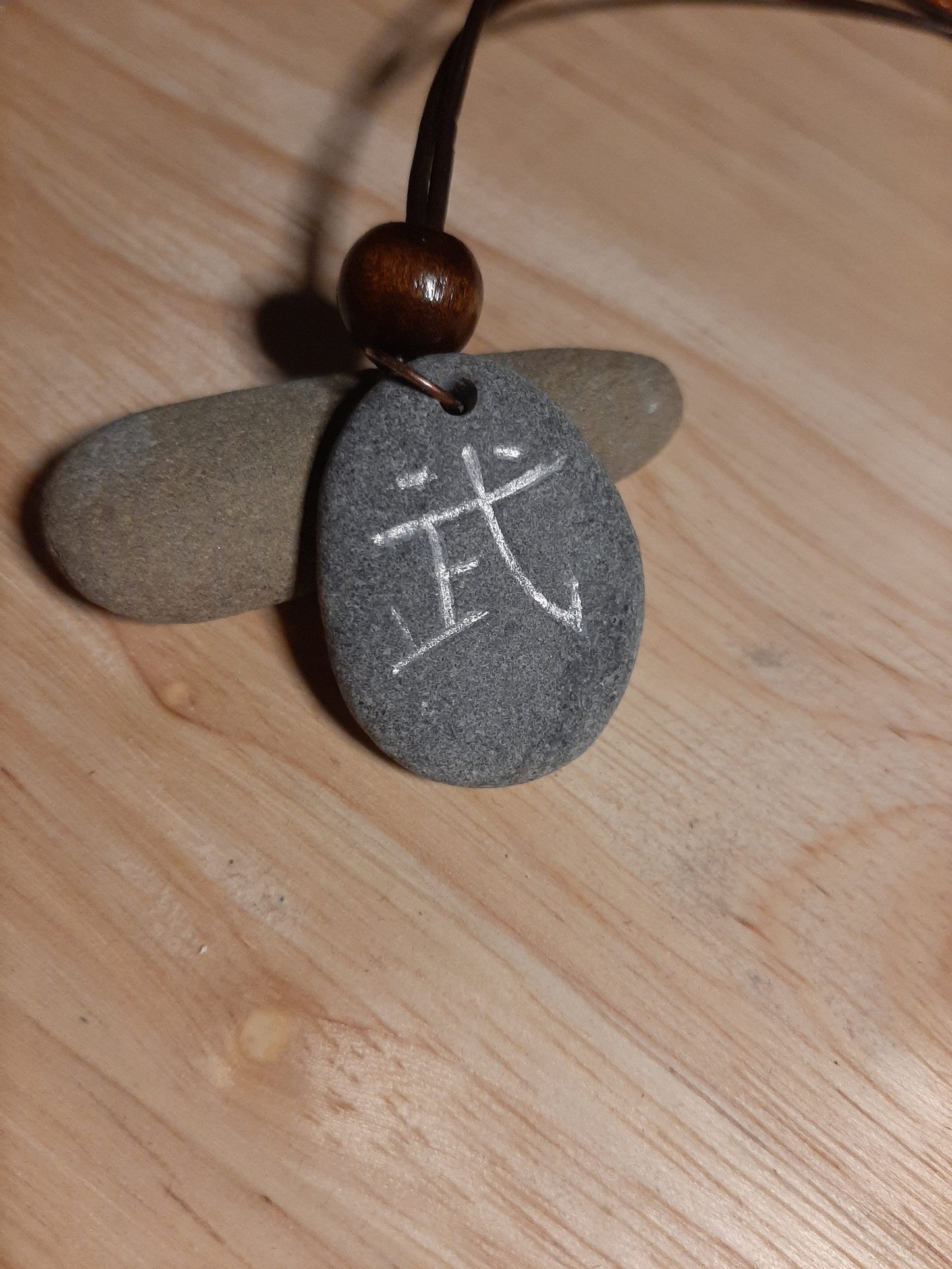 Carved Warrior Kanji Stone Necklace