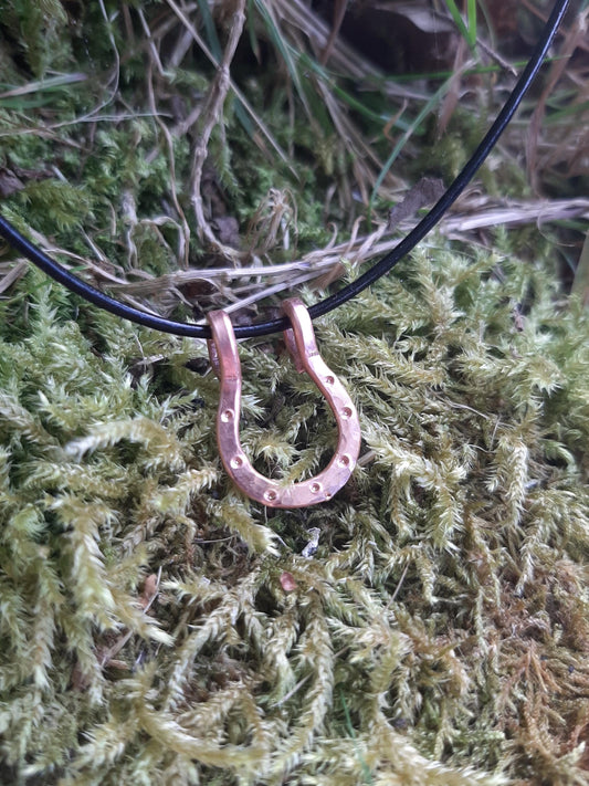 Lucky Horseshoe necklace made from hammered copper