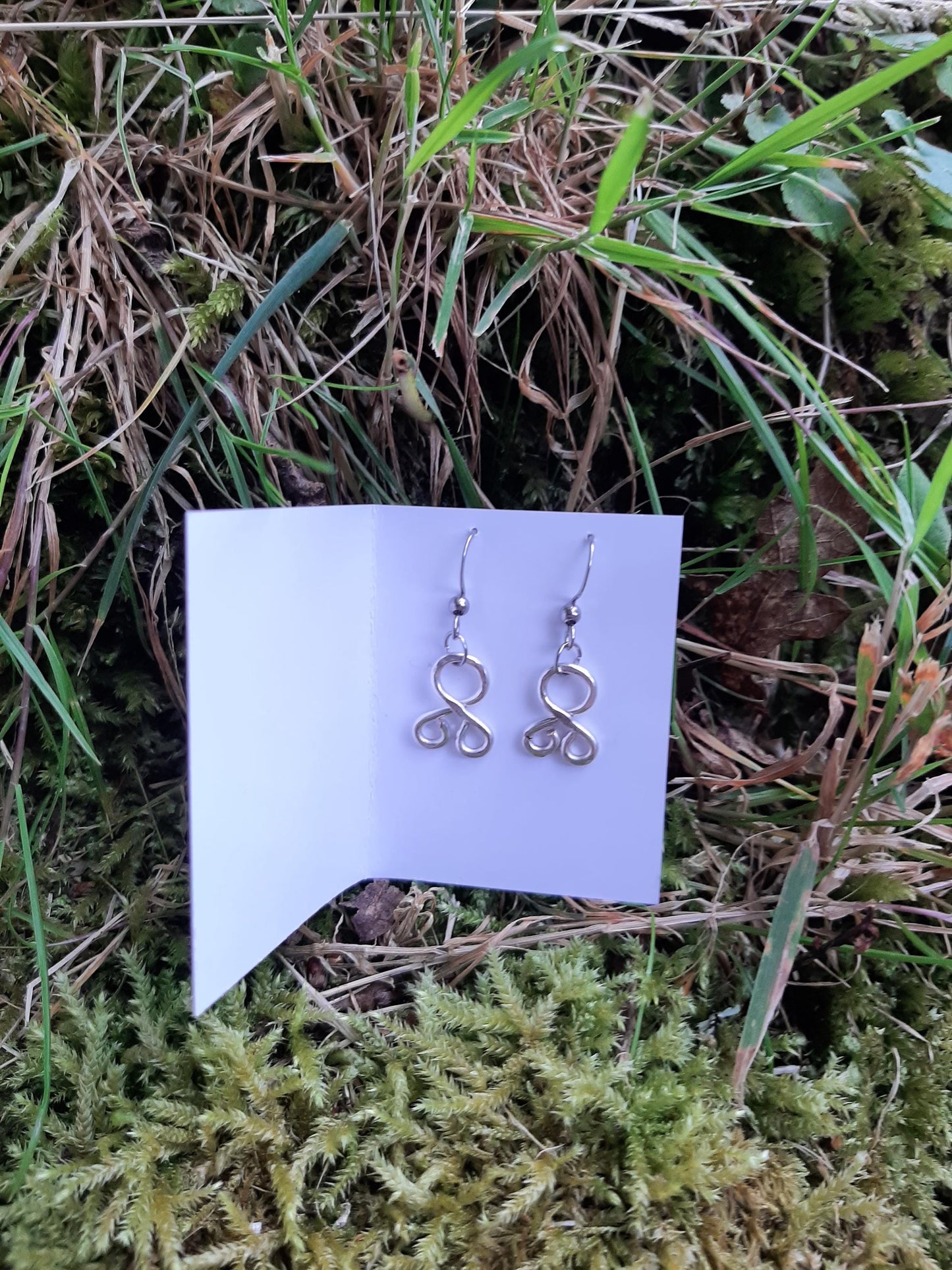 Small Silver Troll Cross Pendant Earrings - Stainless Steel Hooks | Viking Earrings