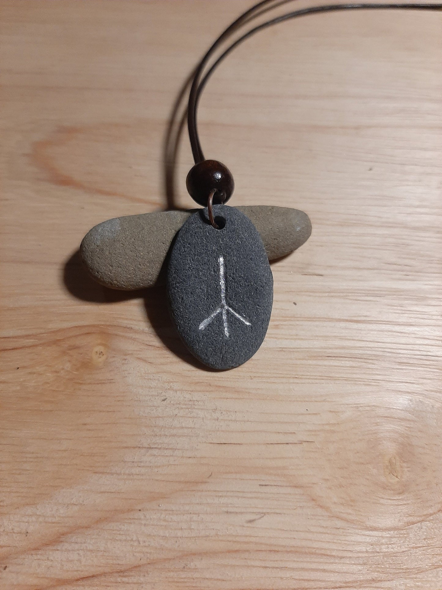 Carved Healing Rune Stone Necklace - Kalc - Healing, Wisdom - Viking Jewellery | Viking Necklace