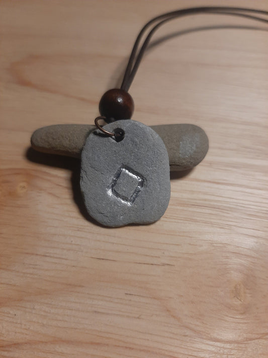 Carved Fertility Rune Stone Necklace - Inguz - Fertility, Growth - Viking Jewellery | Viking Necklace