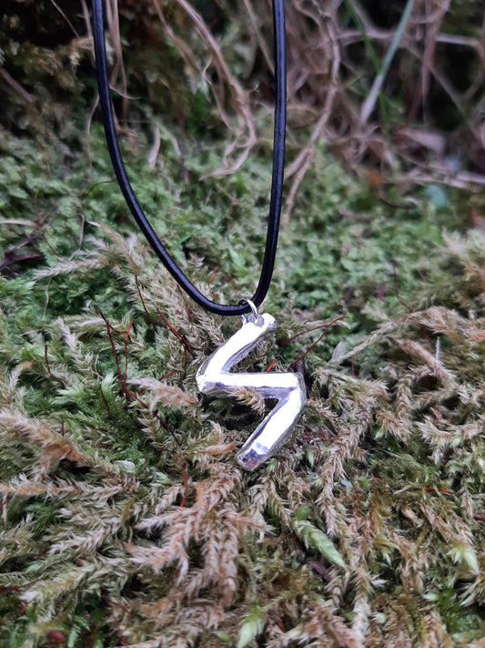 Viking Rune Necklace - Cast and Hammered Pewter - Sowilo Rune - Protection Rune - Sun Rune - Success Rune| Viking Necklace