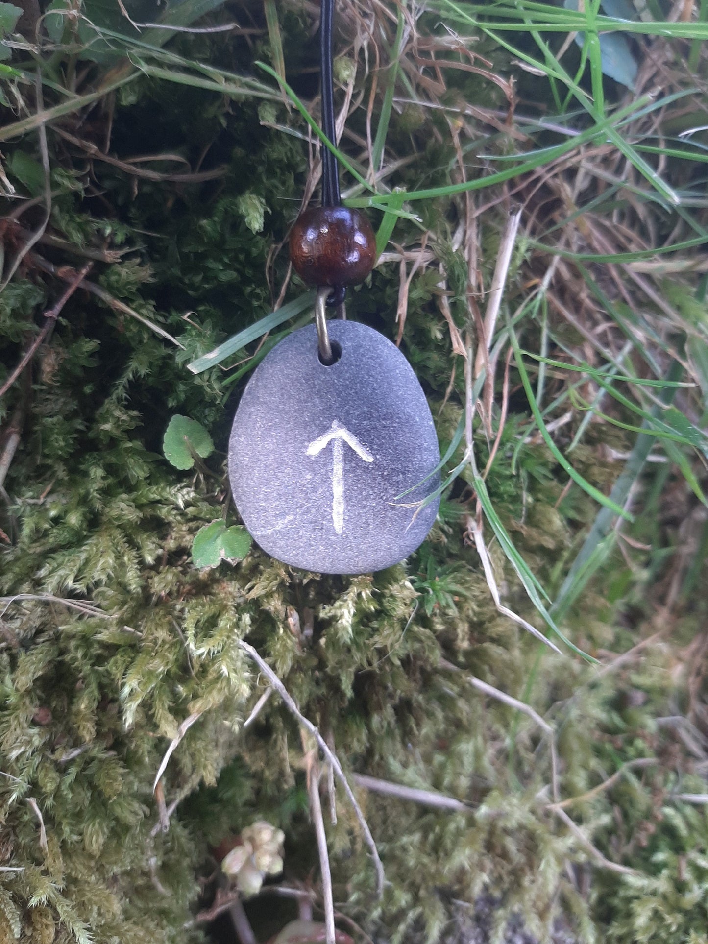 Carved Warrior Rune Stone Necklace - Tiwaz, Tyr - Warrior, Leadership, Authority - Viking Jewellery | Viking Necklace