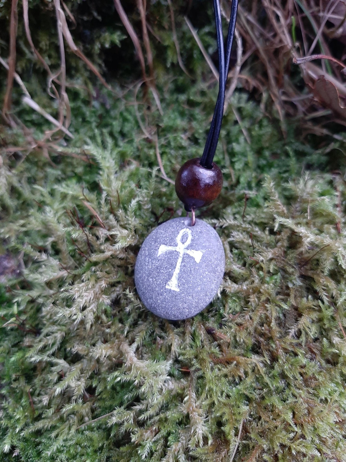 Carved Stone Necklace - Ankh - Key of Life - Egyptian Cross