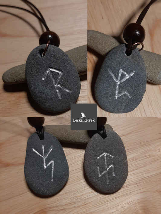 Your Initials as a Bind Rune Necklace - Carved Stone - Personalised Viking Jewellery | Viking Necklace