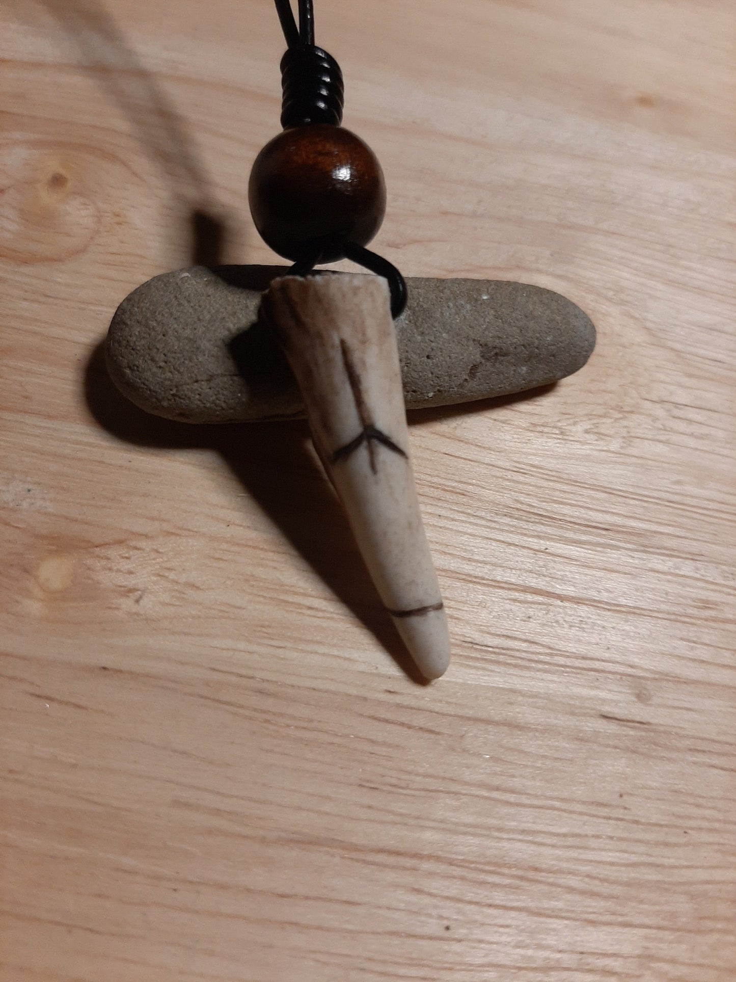 Carved Antler Kalc Healing Rune Pendant Necklace | Viking Necklace
