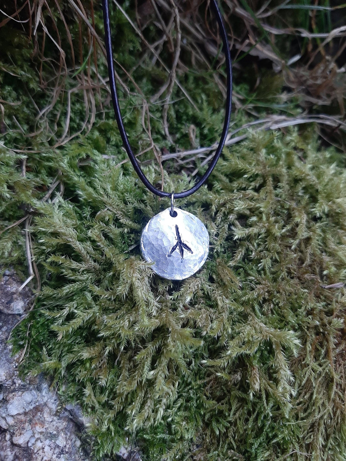 Viking Rune Necklace - Cast and Hammered Pewter - Kalc Rune - Healing Rune | Viking Necklace