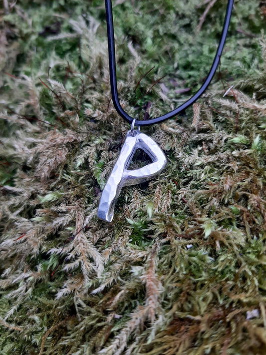 Viking Rune Necklace - Cast and Hammered Pewter - Wunjo Rune - Joy Rune | Fellowship Rune | Viking Necklace