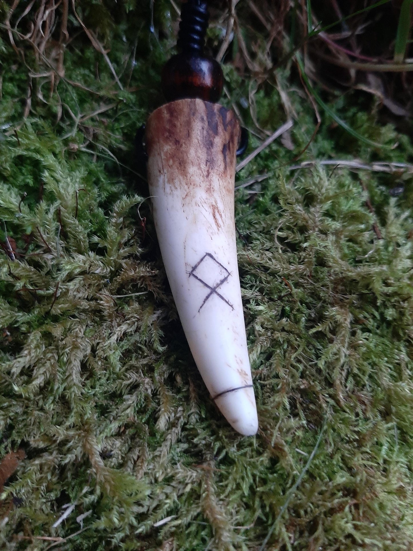 Carved Antler Othala Home Rune Pendant Necklace | Viking Necklace