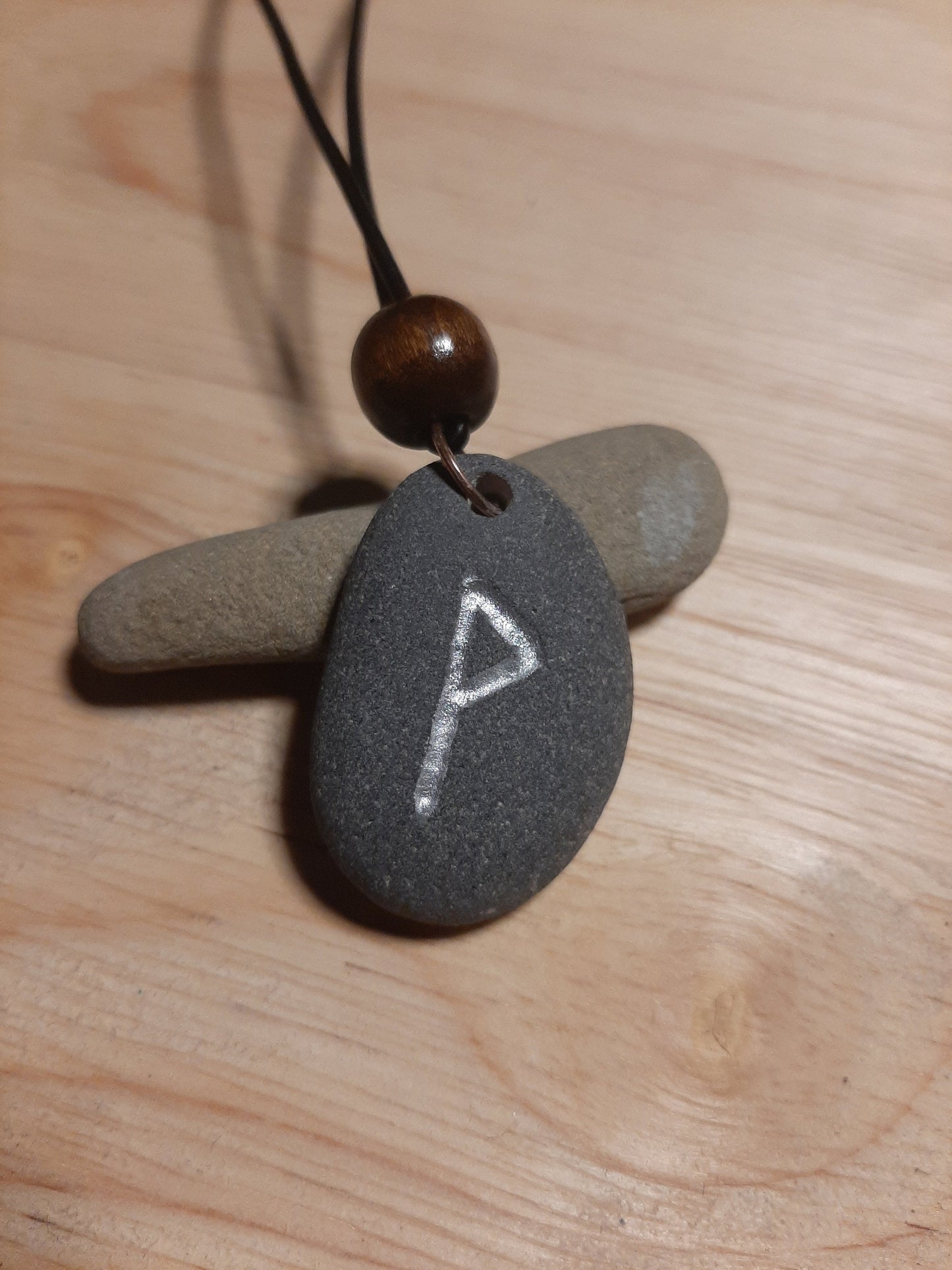 Carved Success Rune Stone Necklace - Wunjo - Success, Peace, Fellowship - Viking Jewellery | Viking Necklace