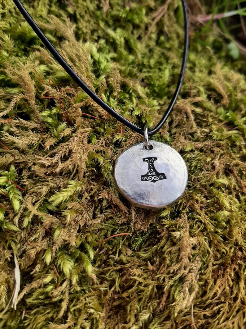 Mjolnir Pendant Necklace -| Thors Hammer Pendant - Cast and Hammered Pewter | Viking Necklace