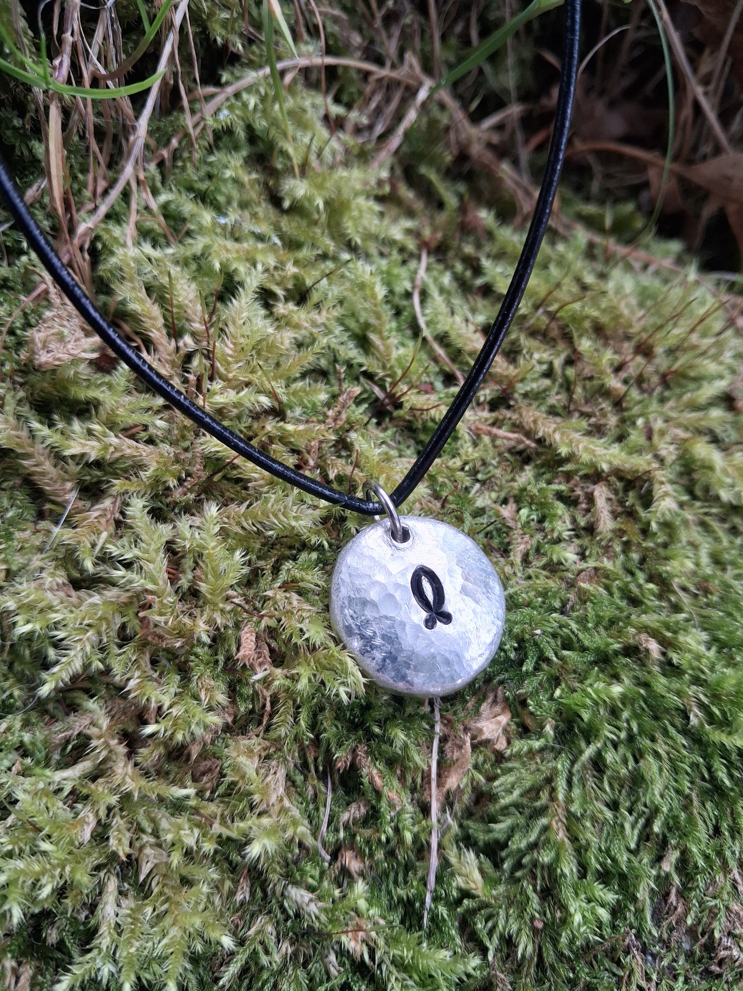 Jesus Fish Necklace - Cast and Hammered Pewter - Ichthys - Christian