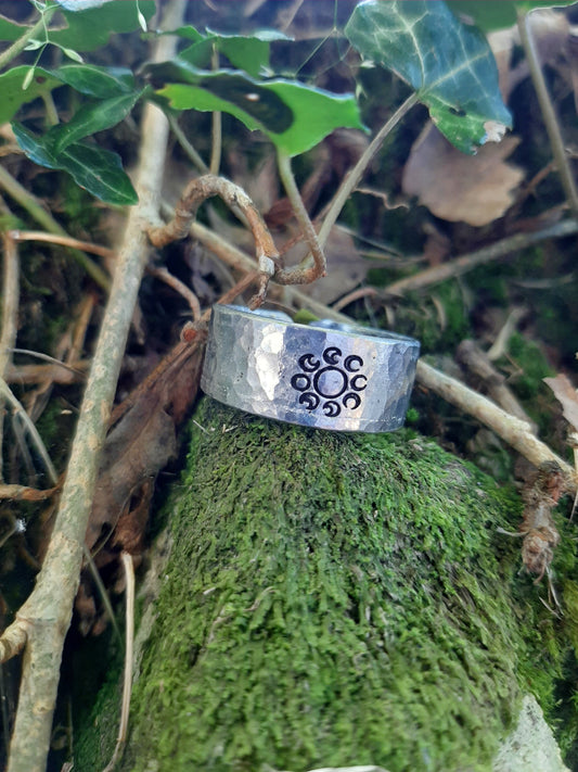 Moon Phase Ring | Cast and hammered pewter | Open ring