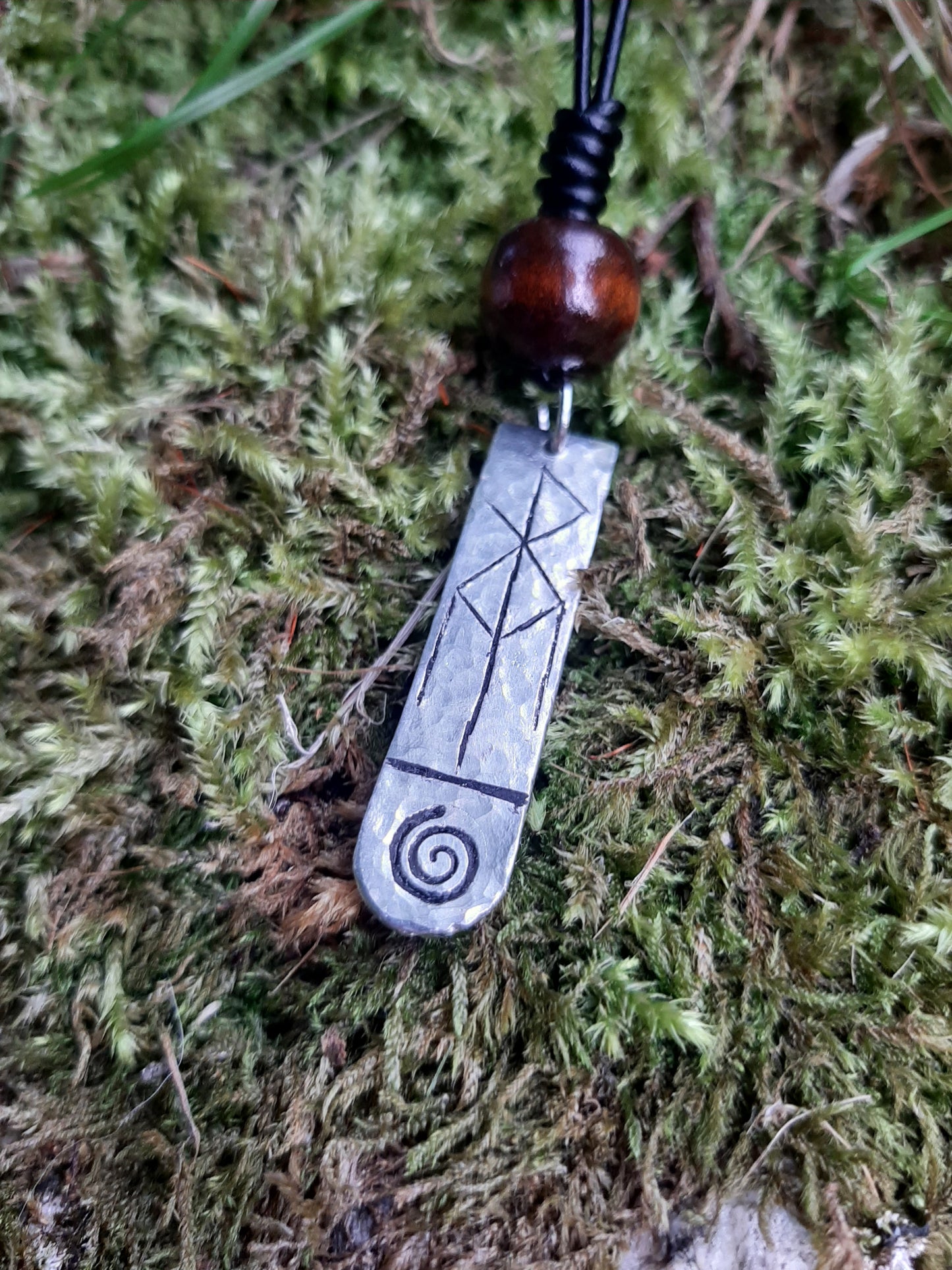 Viking Bind Rune Necklace - Cast and Hammered Pewter - Personlised Rune Necklace