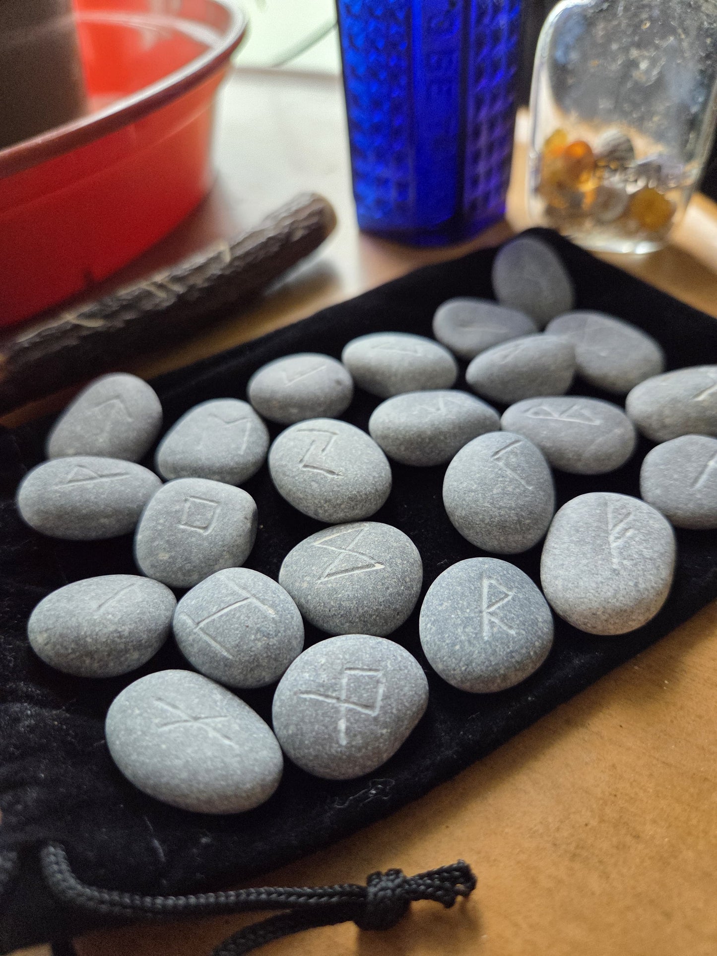 Carved Stone Rune Set - Rune casting, runestones, runestone set