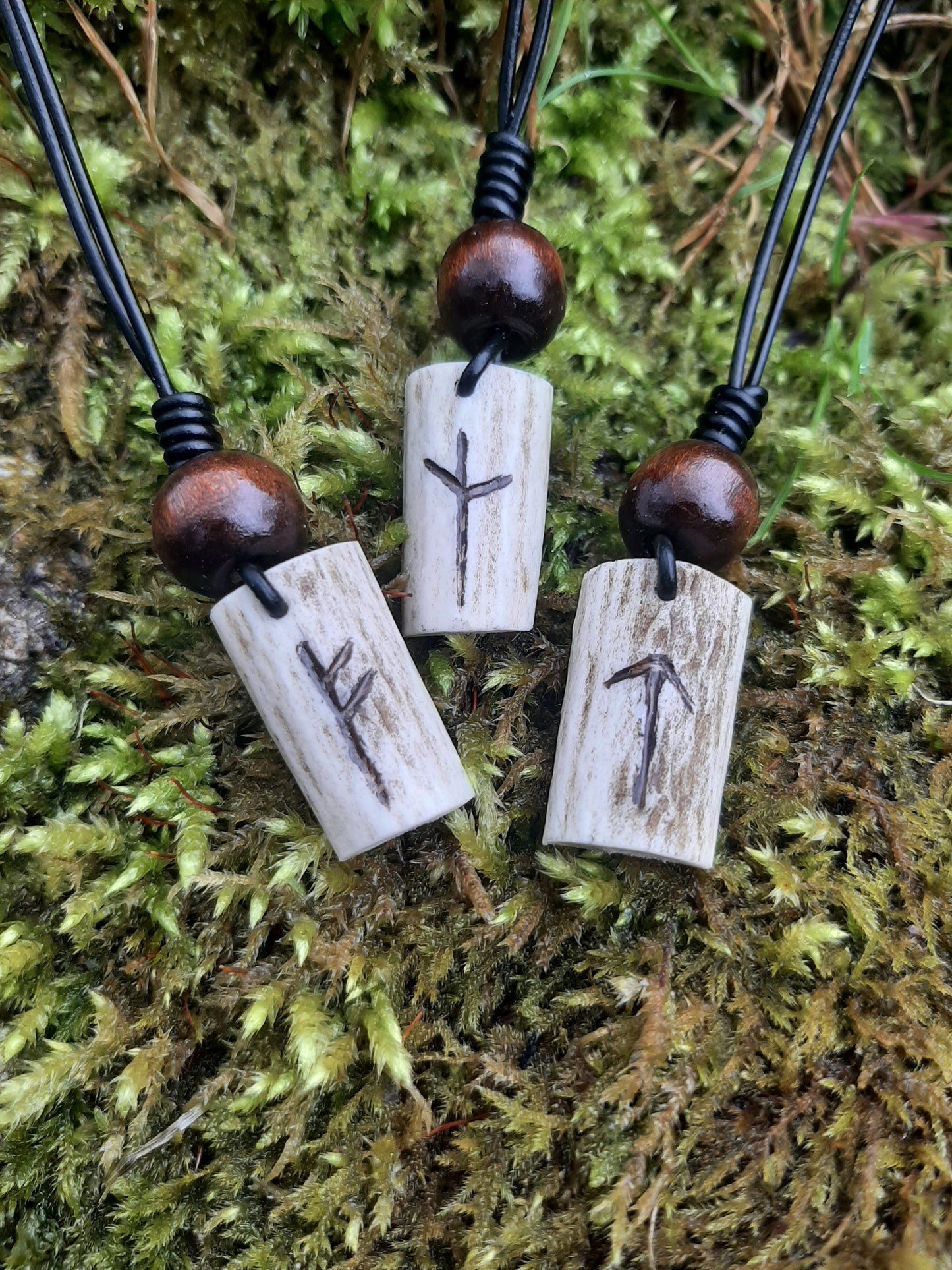 Carved Antler Rune Pendant Necklace | Viking Necklace