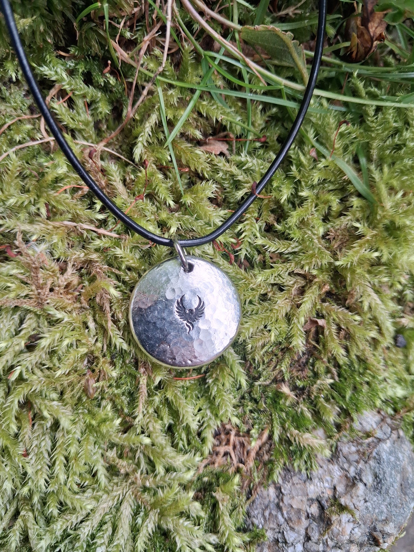 Phoenix Pendant Necklace - Cast and Hammered Pewter