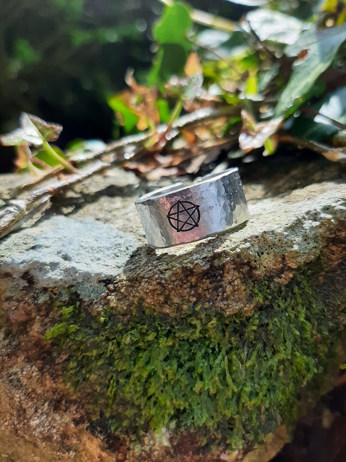 Pentagram Ring | Cast and hammered pewter | Open ring