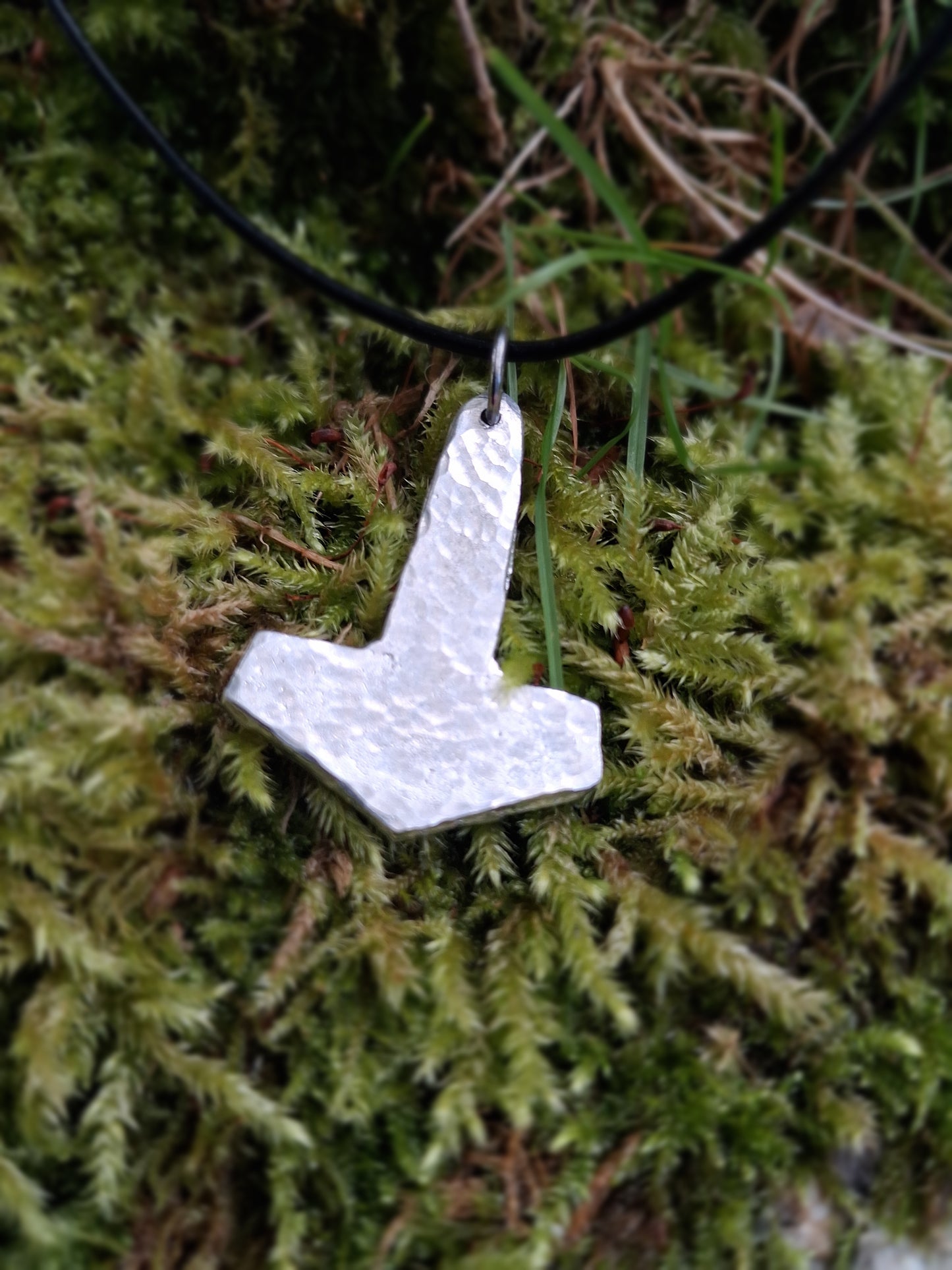 Thors Hammer Pendant |  Mjolnir Pendant Necklace - Cast and Hammered Pewter | Viking Necklace