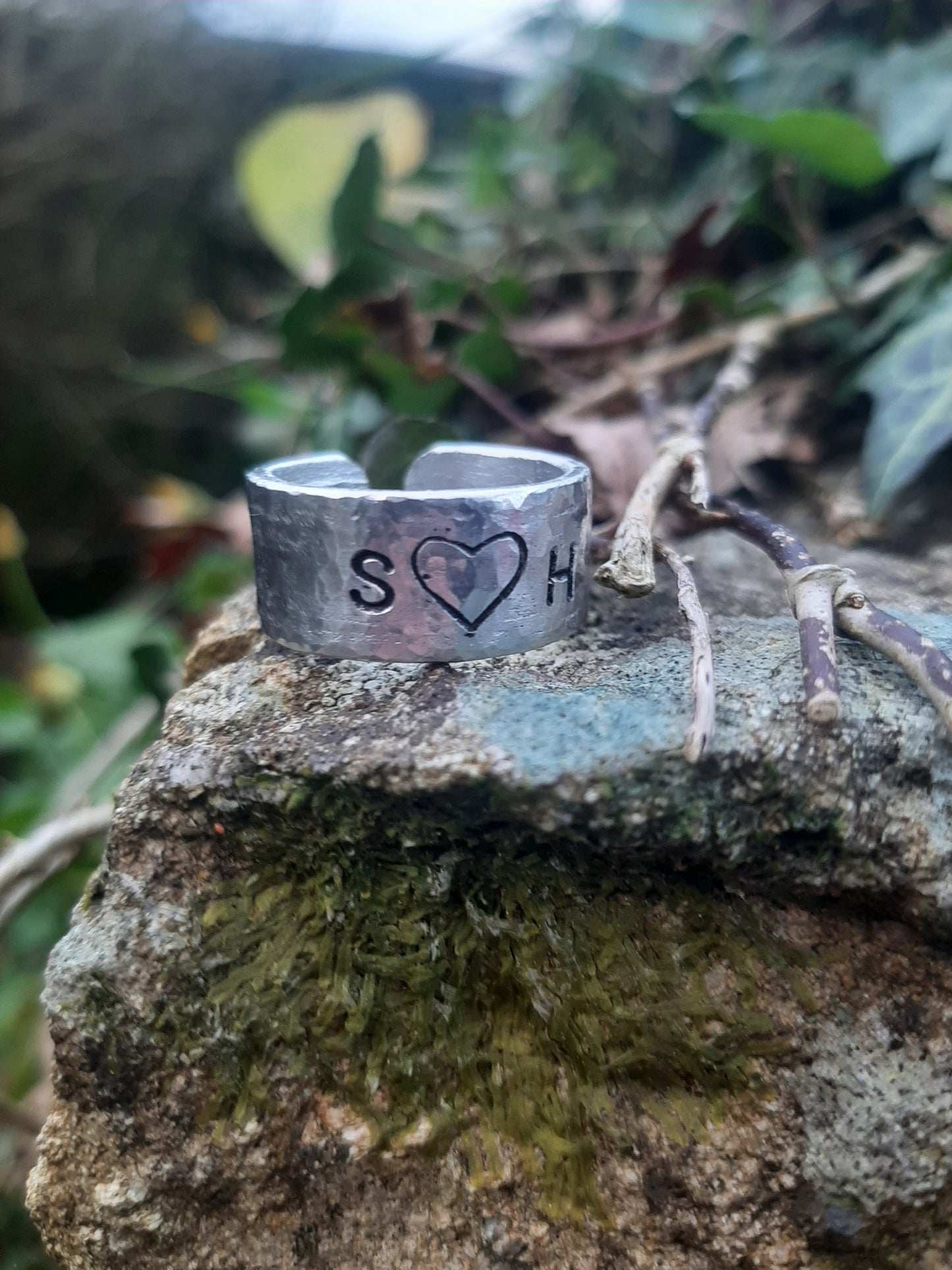 Personalised Love Ring | Heart Symbol | Cast and hammered