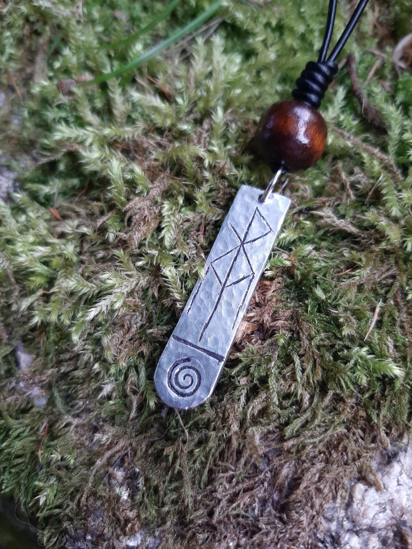 Viking Bind Rune Necklace - Cast and Hammered Pewter - Personlised Rune Necklace