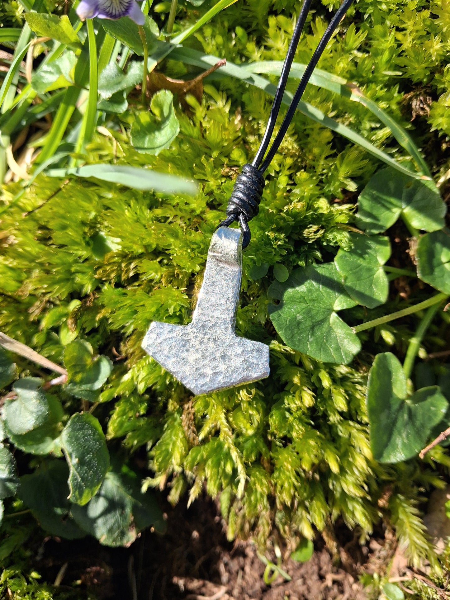 Thors Hammer Pendant |  Mjolnir Pendant Necklace - Cast and Hammered Pewter | Viking Necklace